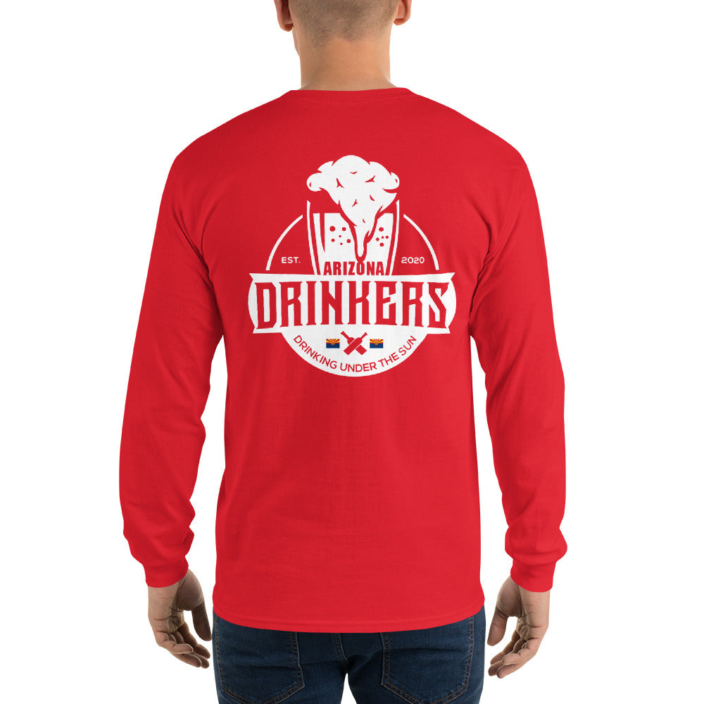 Men’s Long Sleeve Shirt with Arizona Text on Front and Arizona Drinkers Logo on Back