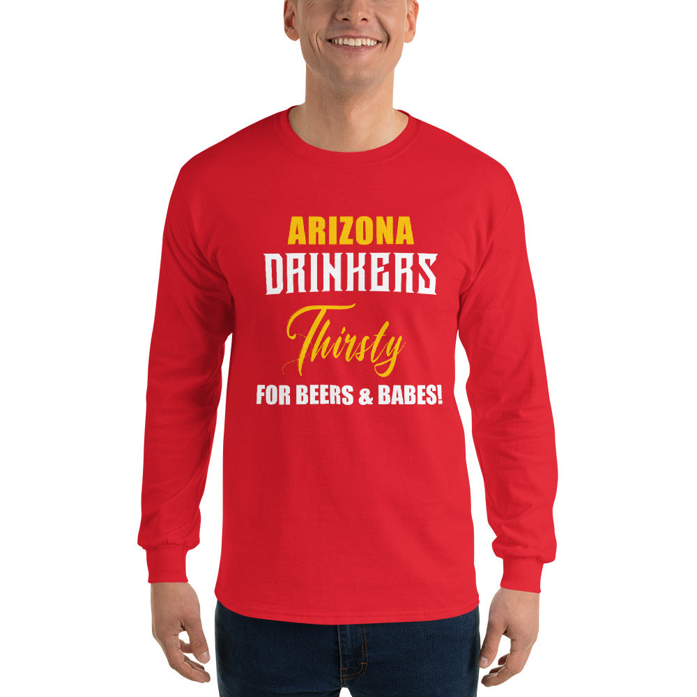 Men’s Long Sleeve Shirt with Drinkers Text on Front