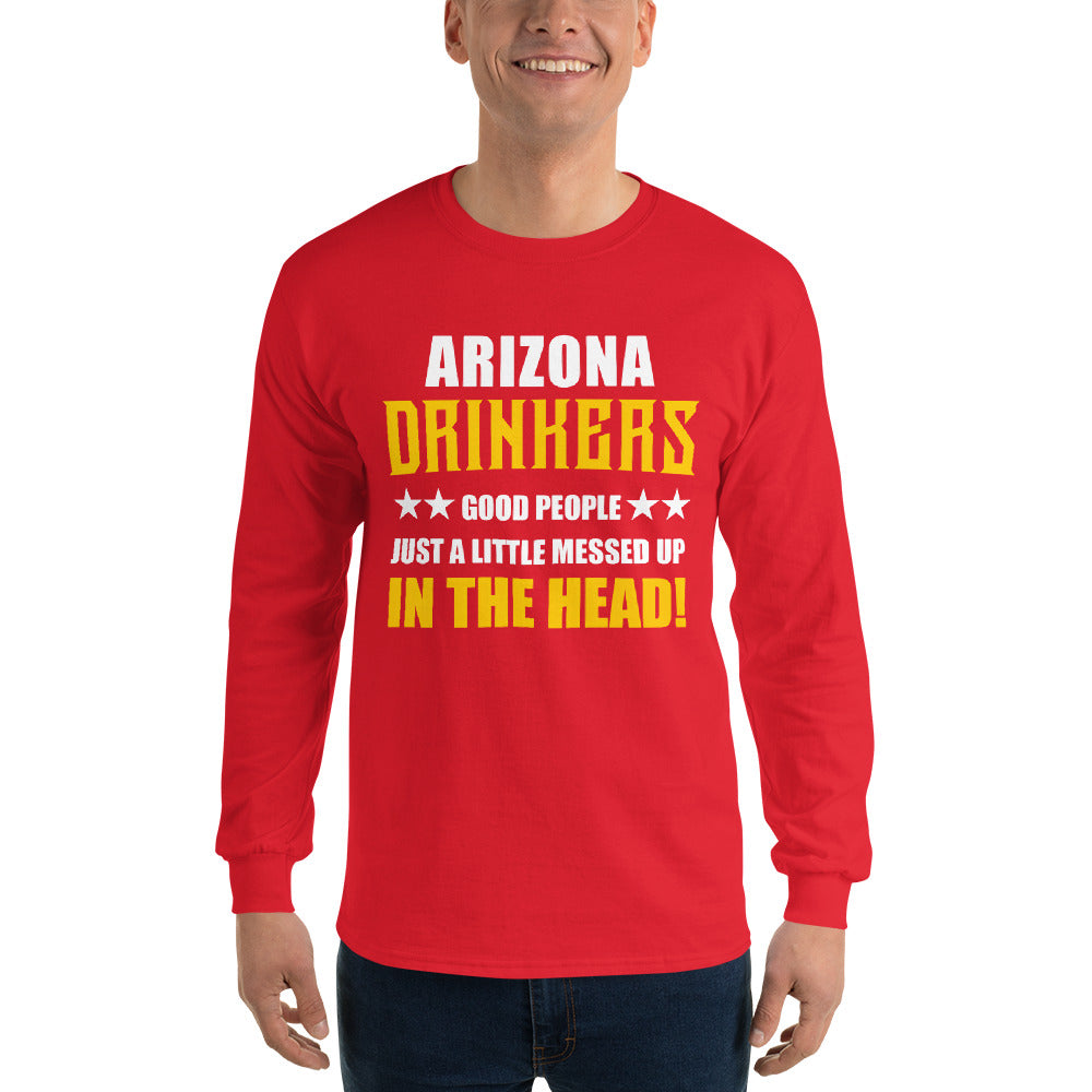 Men’s Long Sleeve Shirt with Drinkers Text on Front