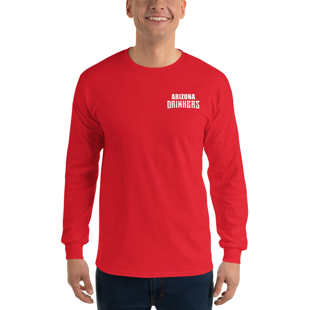 Men’s Long Sleeve Shirt with Arizona Text on Front and Arizona Drinkers Logo on Back