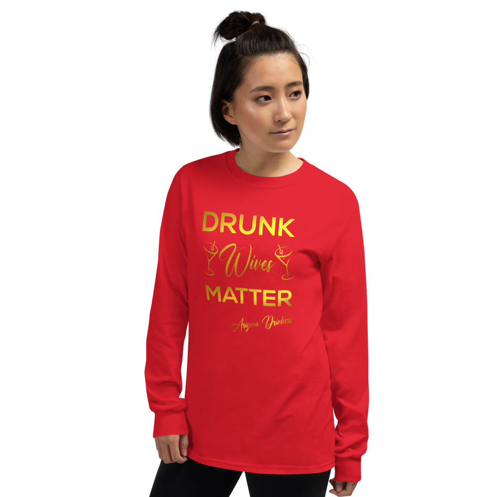 Men’s Long Sleeve Shirt with Drinkers Text on front