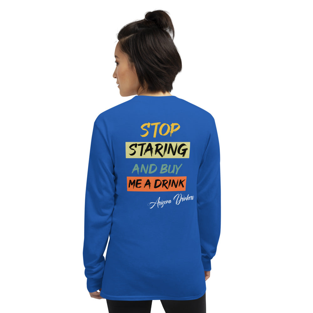 Men’s Long Sleeve Shirt with Arizona Drinkers logo on Front and Drinkers Text on Back