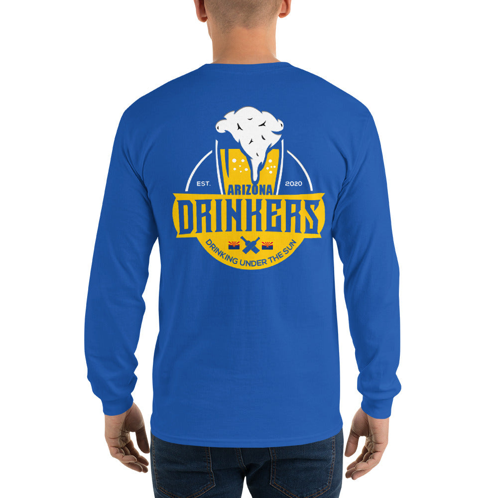 Men’s Long Sleeve Shirt with Arizona Text on Front and Arizona Drinkers Logo on Back