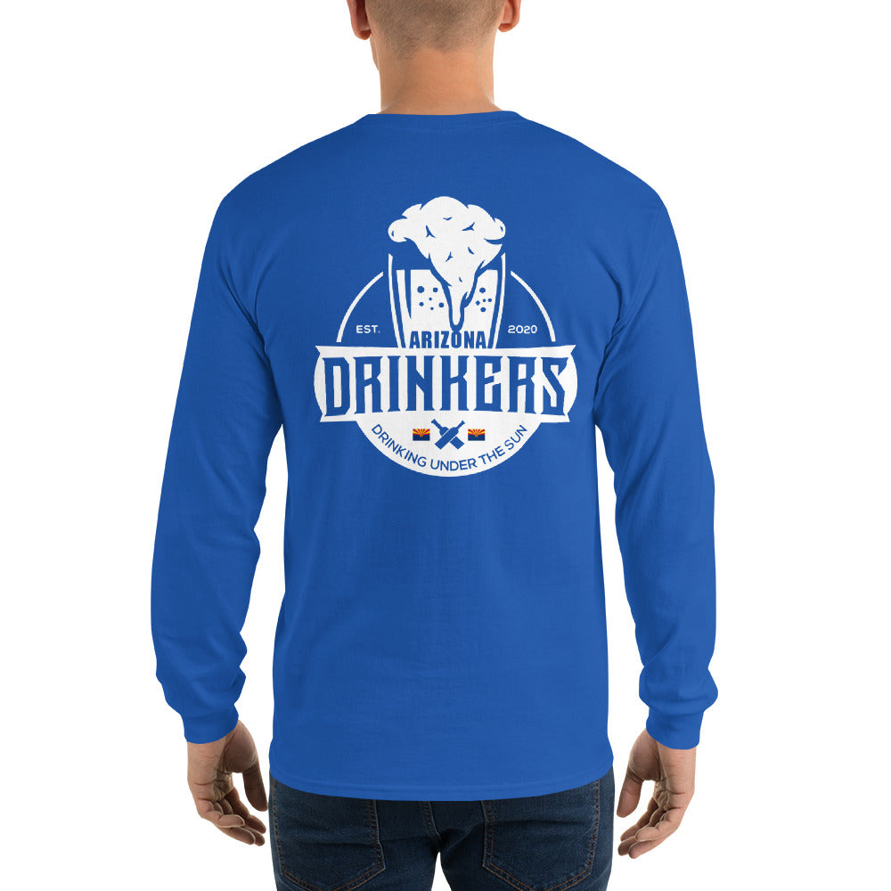 Men’s Long Sleeve Shirt with Arizona Text on Front and Arizona Drinkers Logo on Back