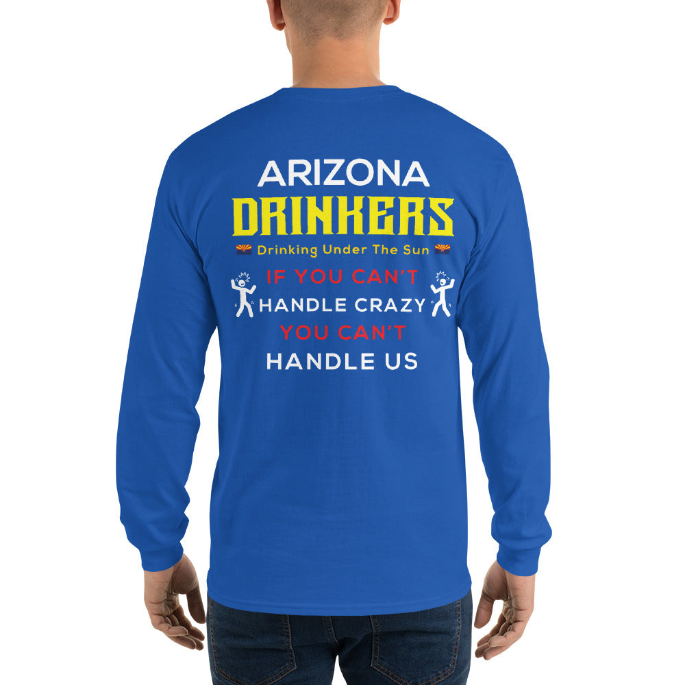 Men’s Long Sleeve Shirt with Arizona Drinkers Logo on Front and Drinkers Text on Back