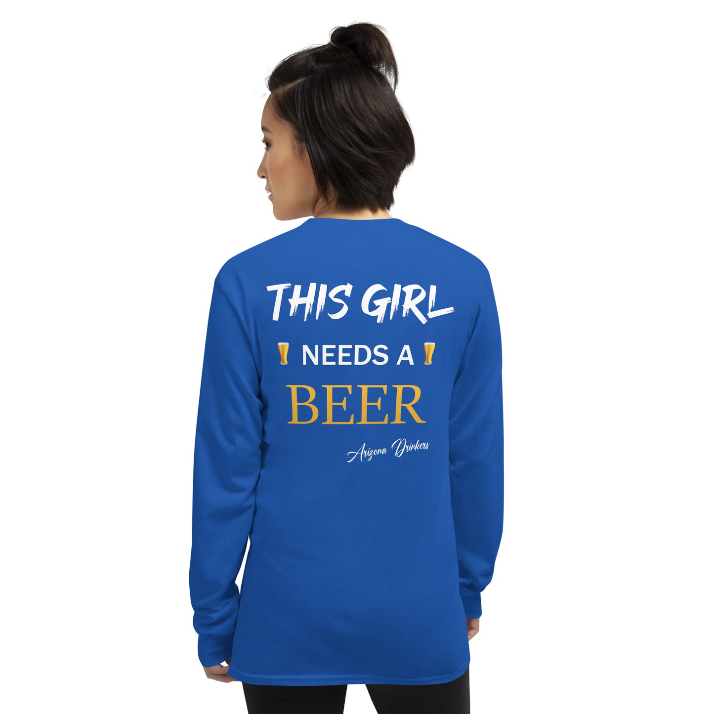 Women’s Long Sleeve Shirt with Arizona Drinkers logo on Front and Drinkers Text on Back