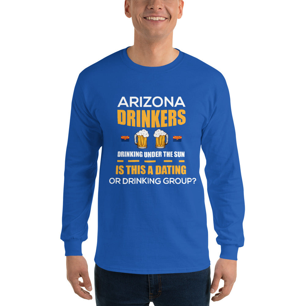 Men’s Long Sleeve Shirt with Drinkers Text on Front