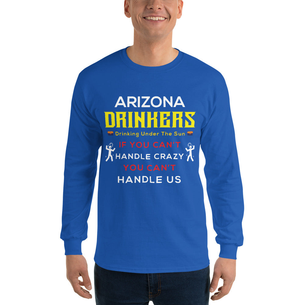 Men’s Long Sleeve Shirt with Drinkers Text on front