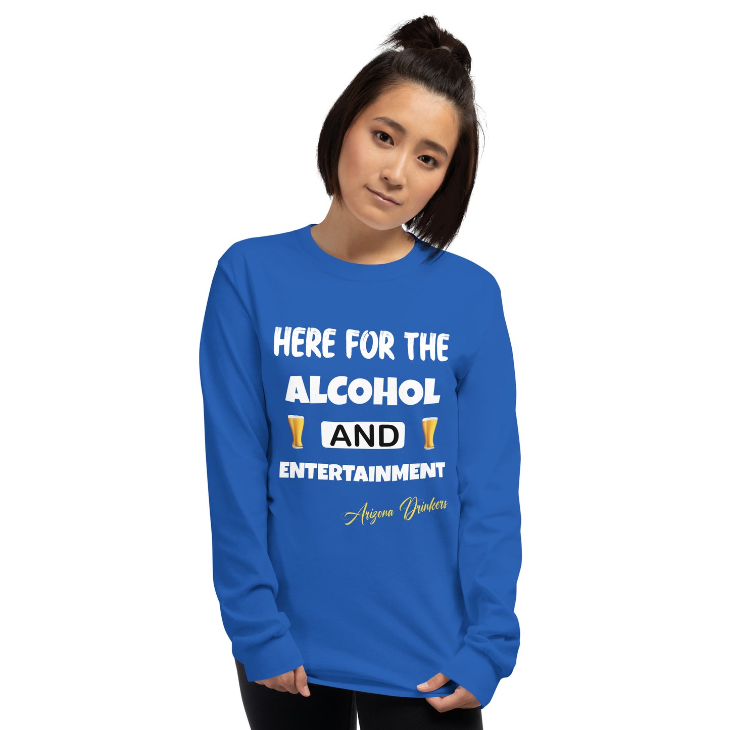 Women’s Long Sleeve Shirt with Drinkers Text on front