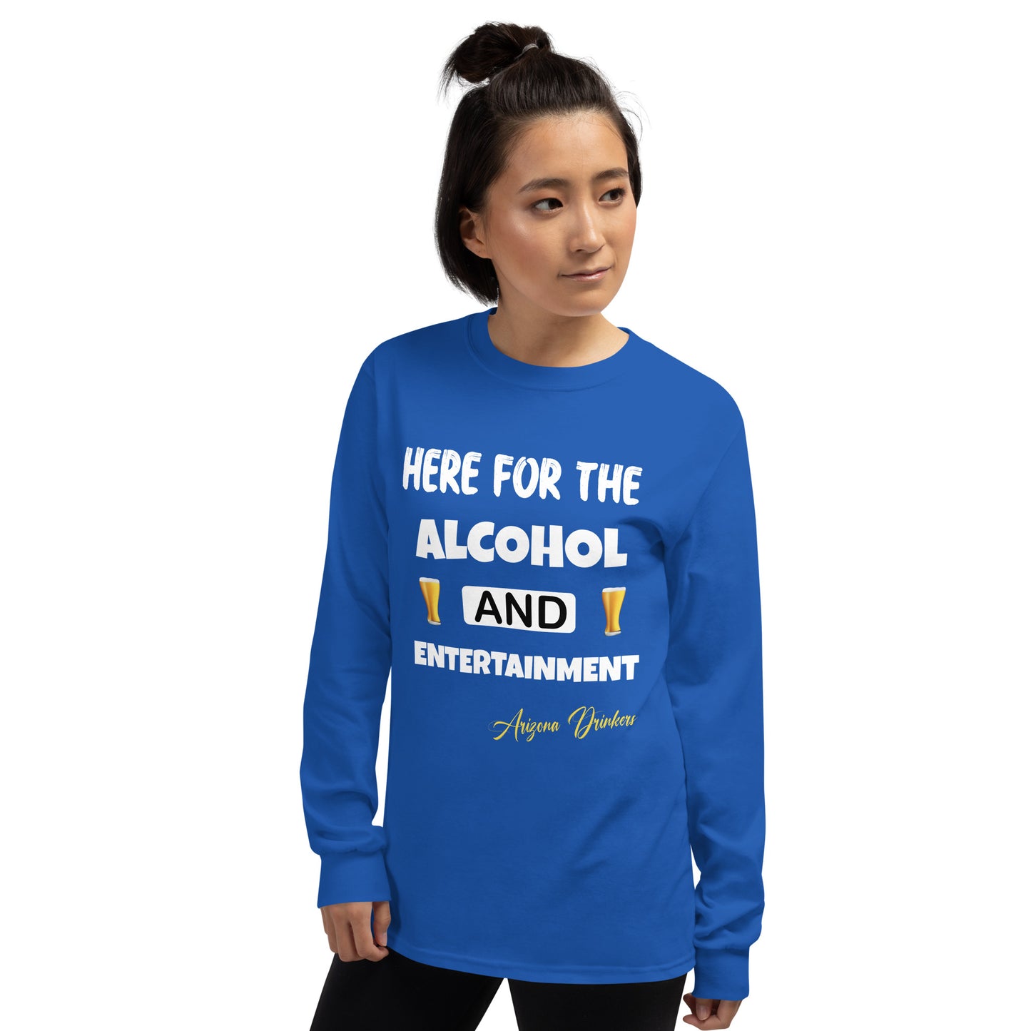 Women’s Long Sleeve Shirt with Drinkers Text on front