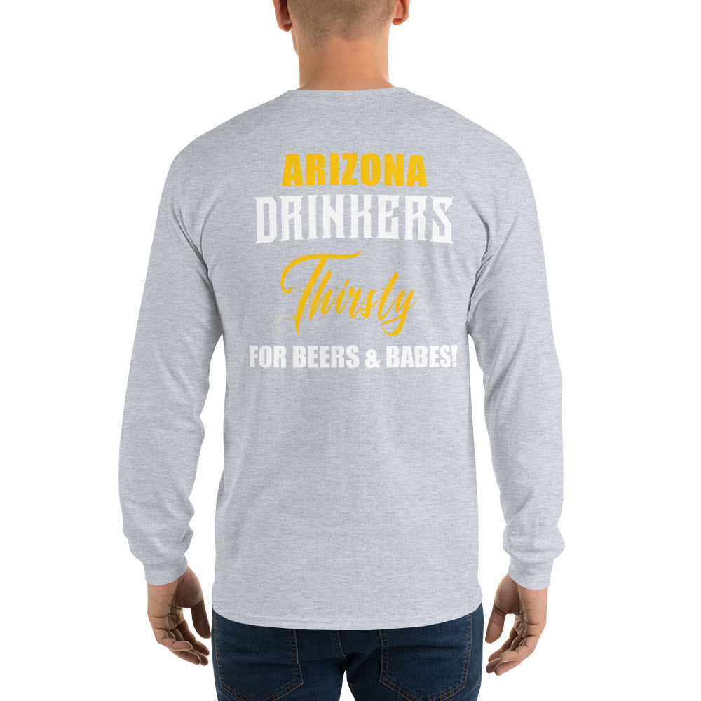 Men’s Long Sleeve Shirt with Arizona Drinkers Logo on Front and Drinkers Text on Back