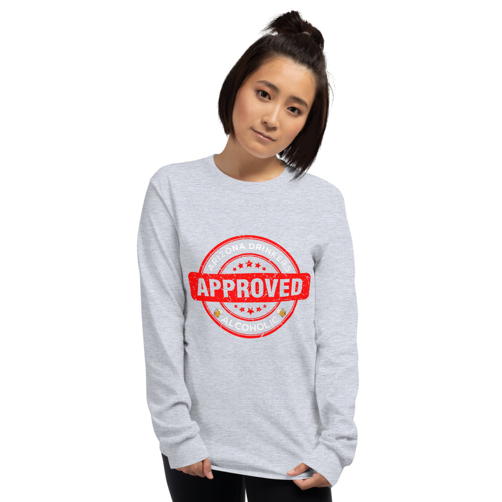 Men’s Long Sleeve Shirt with Drinkers Text on Front
