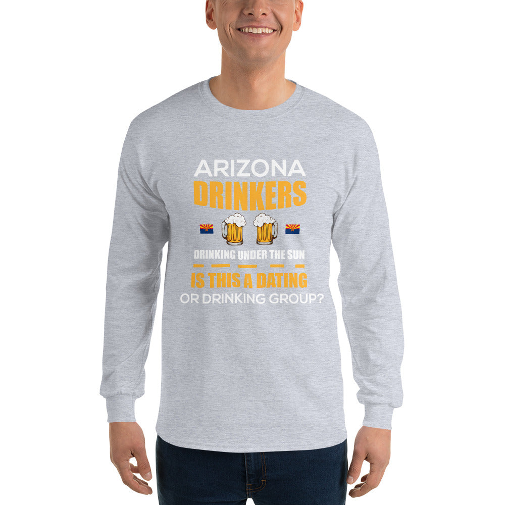 Men’s Long Sleeve Shirt with Drinkers Text on Front