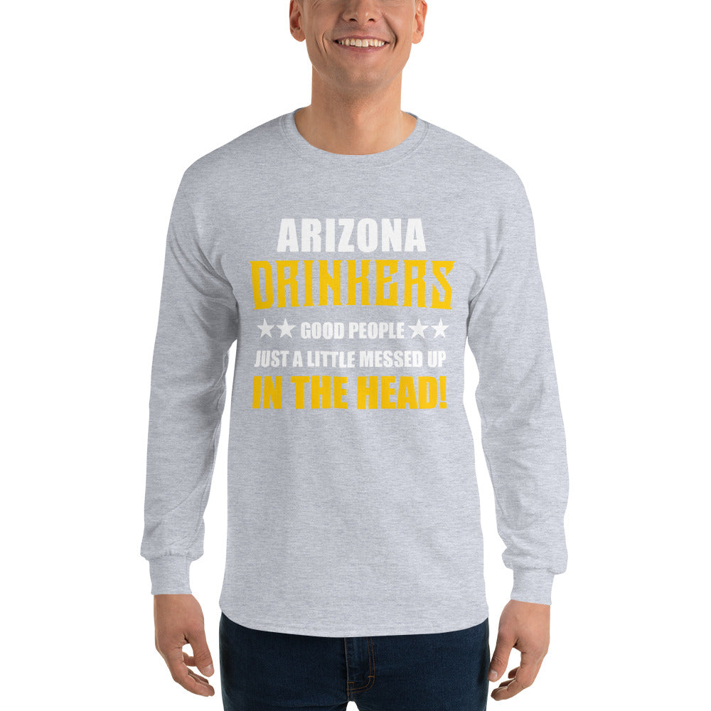 Men’s Long Sleeve Shirt with Drinkers Text on Front