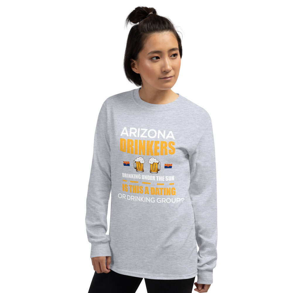 Men’s Long Sleeve Shirt with Drinkers Text on Front