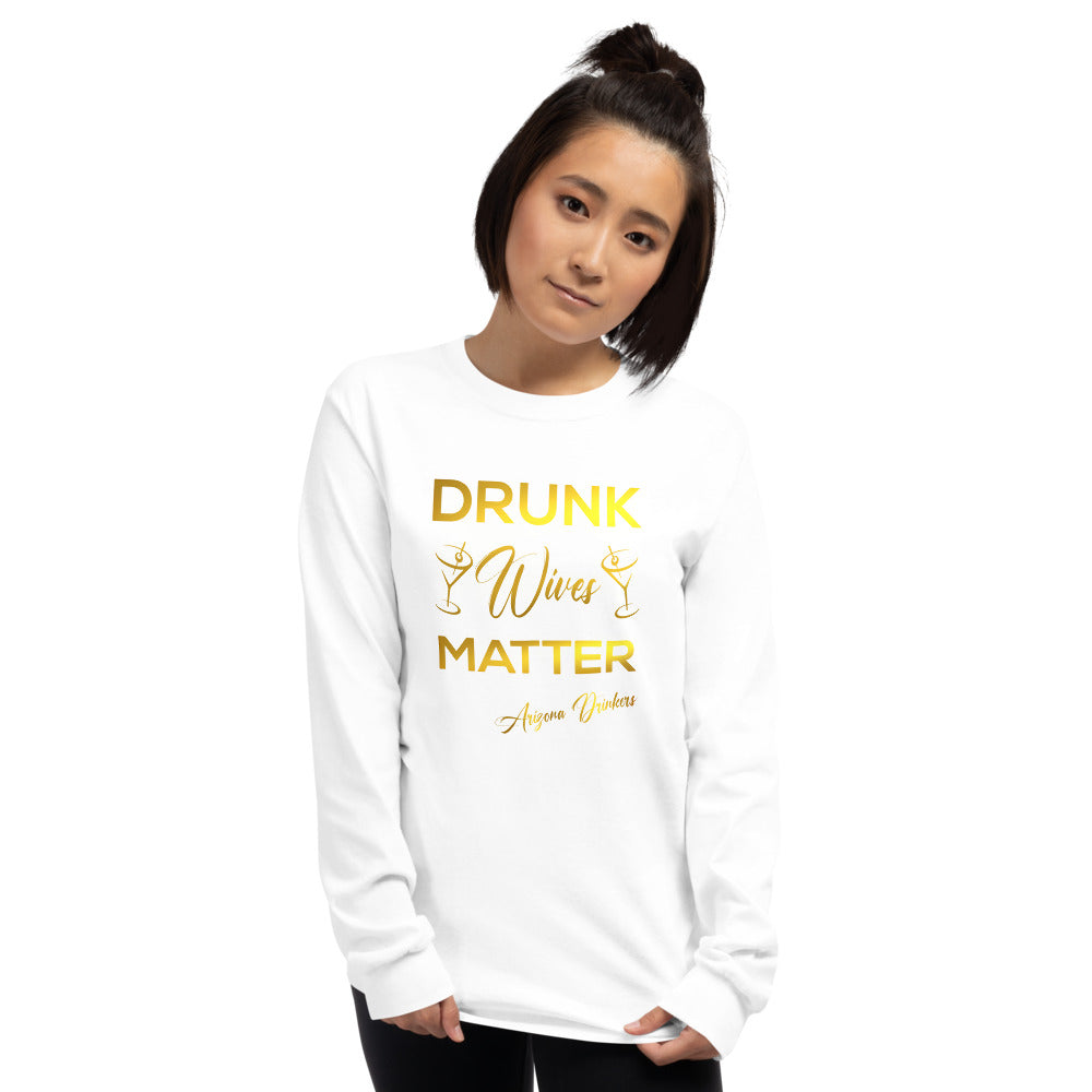 Men’s Long Sleeve Shirt with Drinkers Text on front