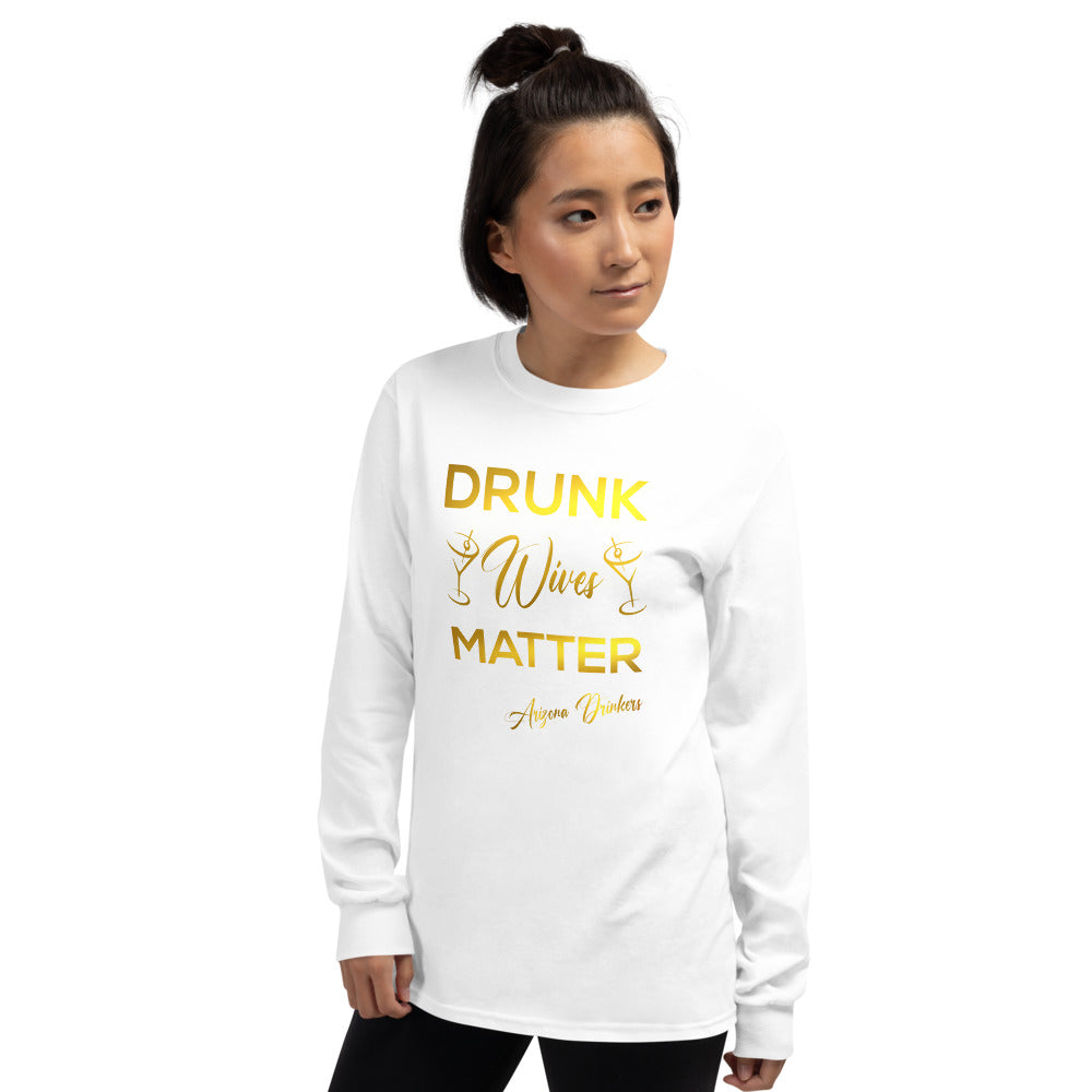 Men’s Long Sleeve Shirt with Drinkers Text on front