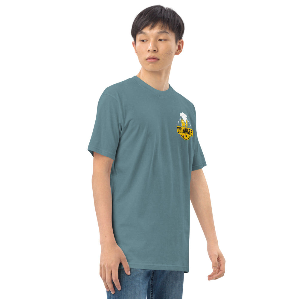 Men’s premium heavyweight tee with Arizona logo on left chest & Drinkers Text Back