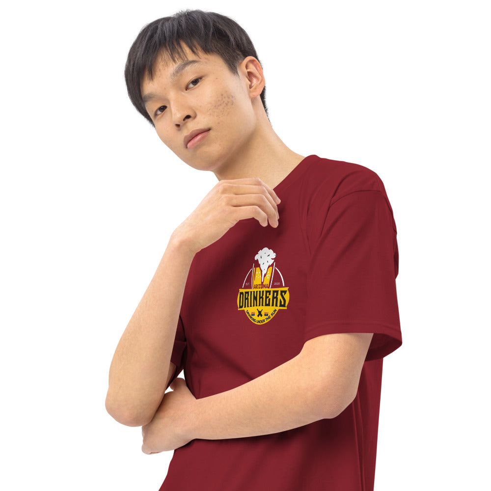 Men’s premium heavyweight tee with Arizona logo on left chest & Drinkers Text Back