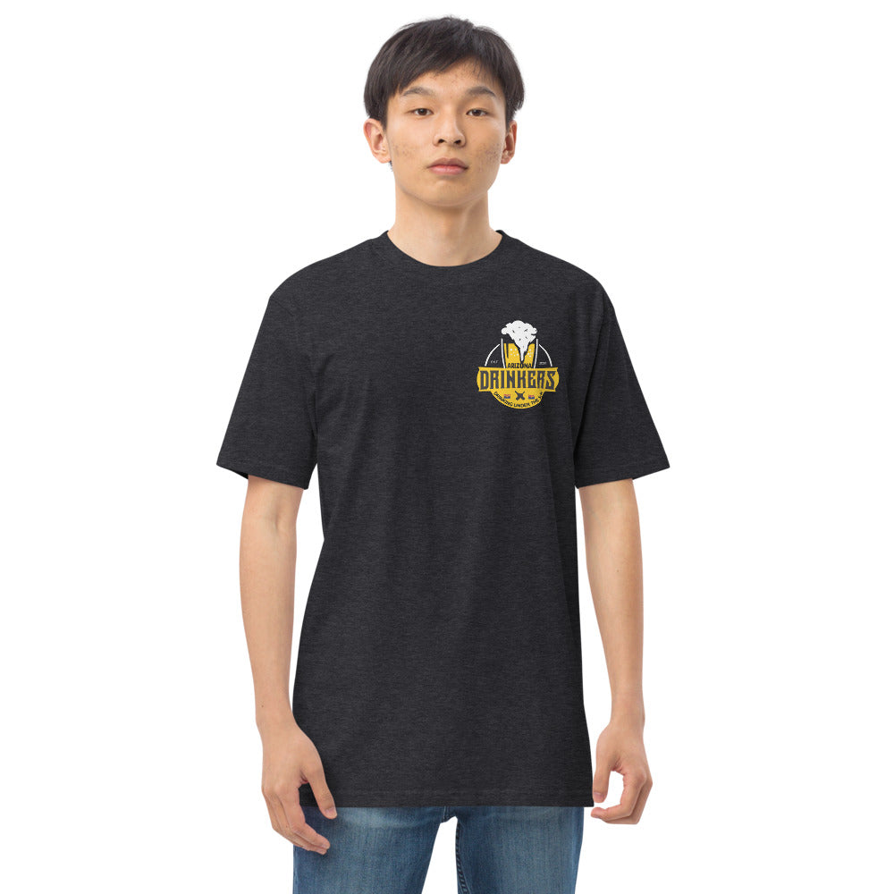 Men’s premium heavyweight tee with Arizona logo on left chest & Drinkers Text Back