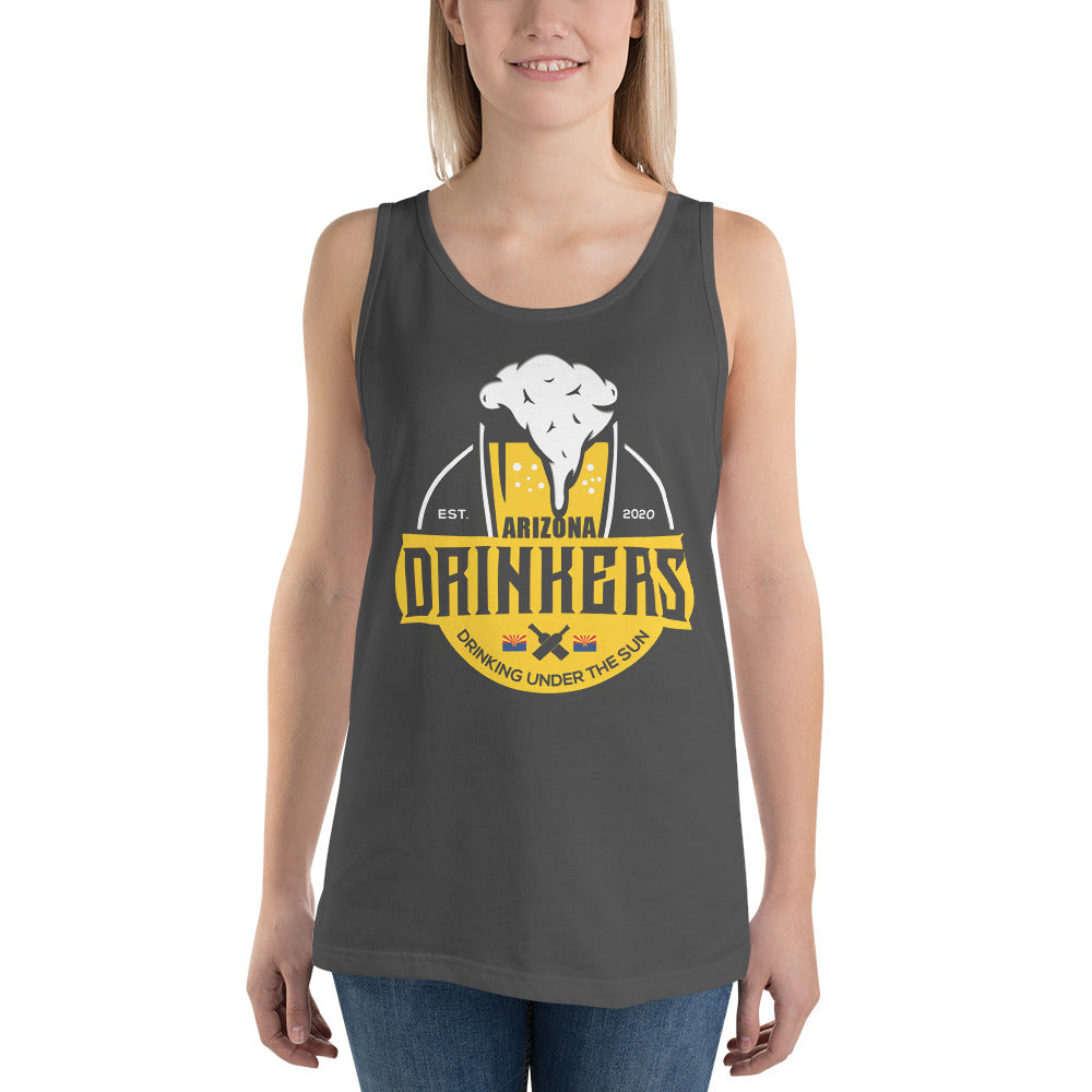 Unisex Tank Top with Arizona Drinkers Logo on front in Yellow