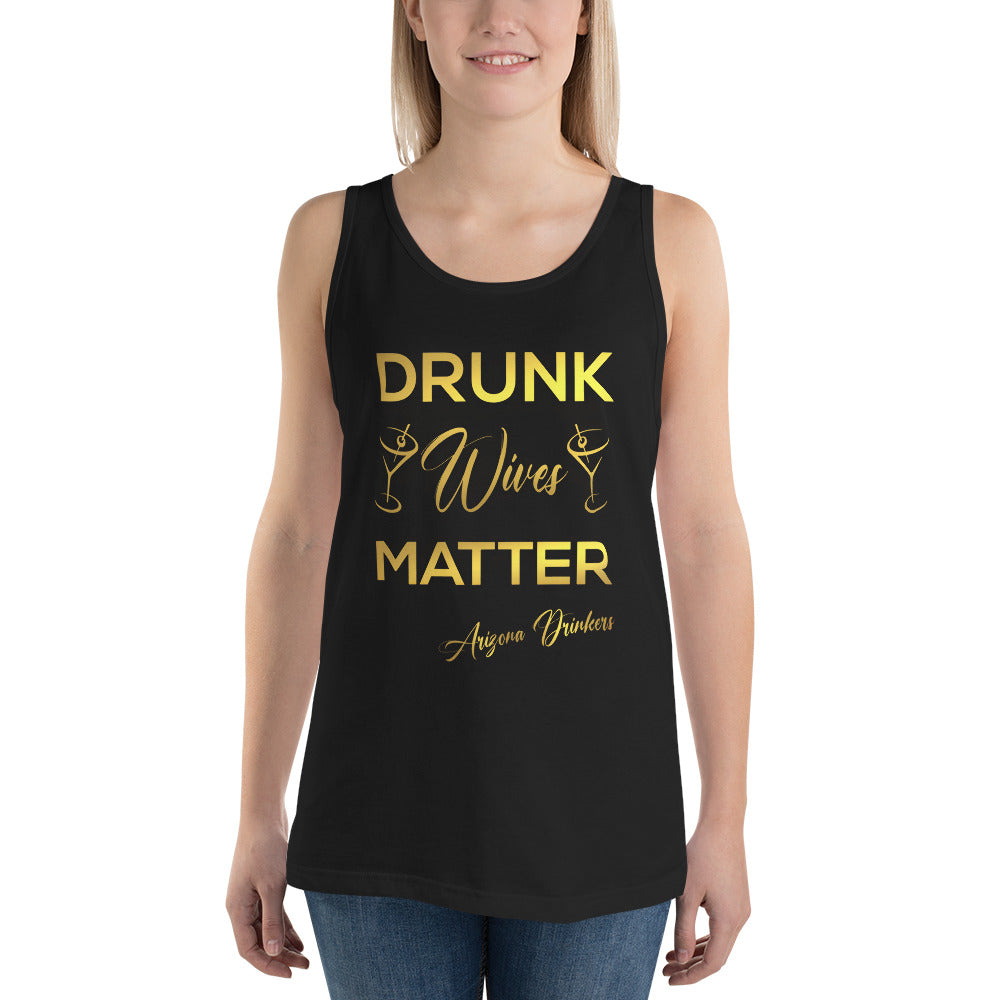 Unisex Tank Top with Drinkers Text on Front