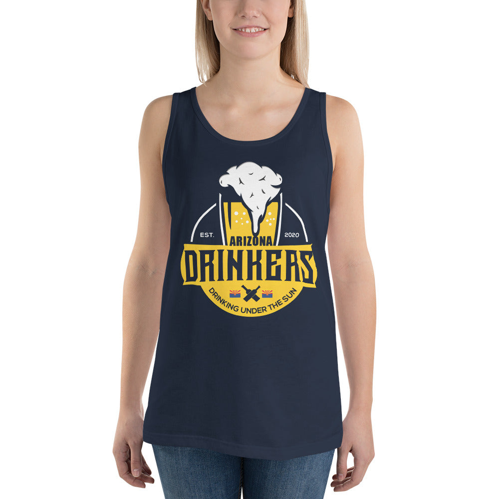 Unisex Tank Top with Arizona Drinkers Logo on front in Yellow