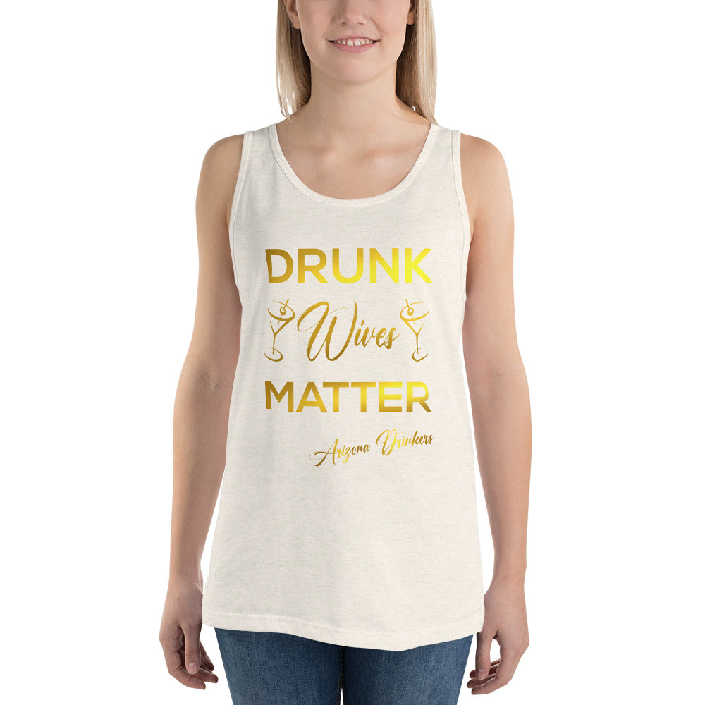 Unisex Tank Top with Drinkers Text on Front