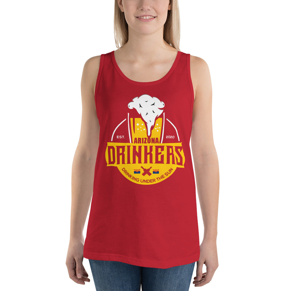Unisex Tank Top with Arizona Drinkers Logo on front in Yellow