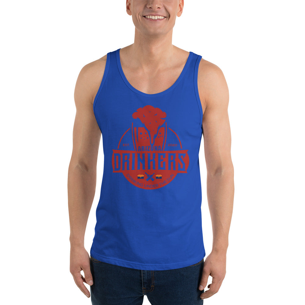 Unisex Tank Top with Arizona Drinkers Logo on Front in Red