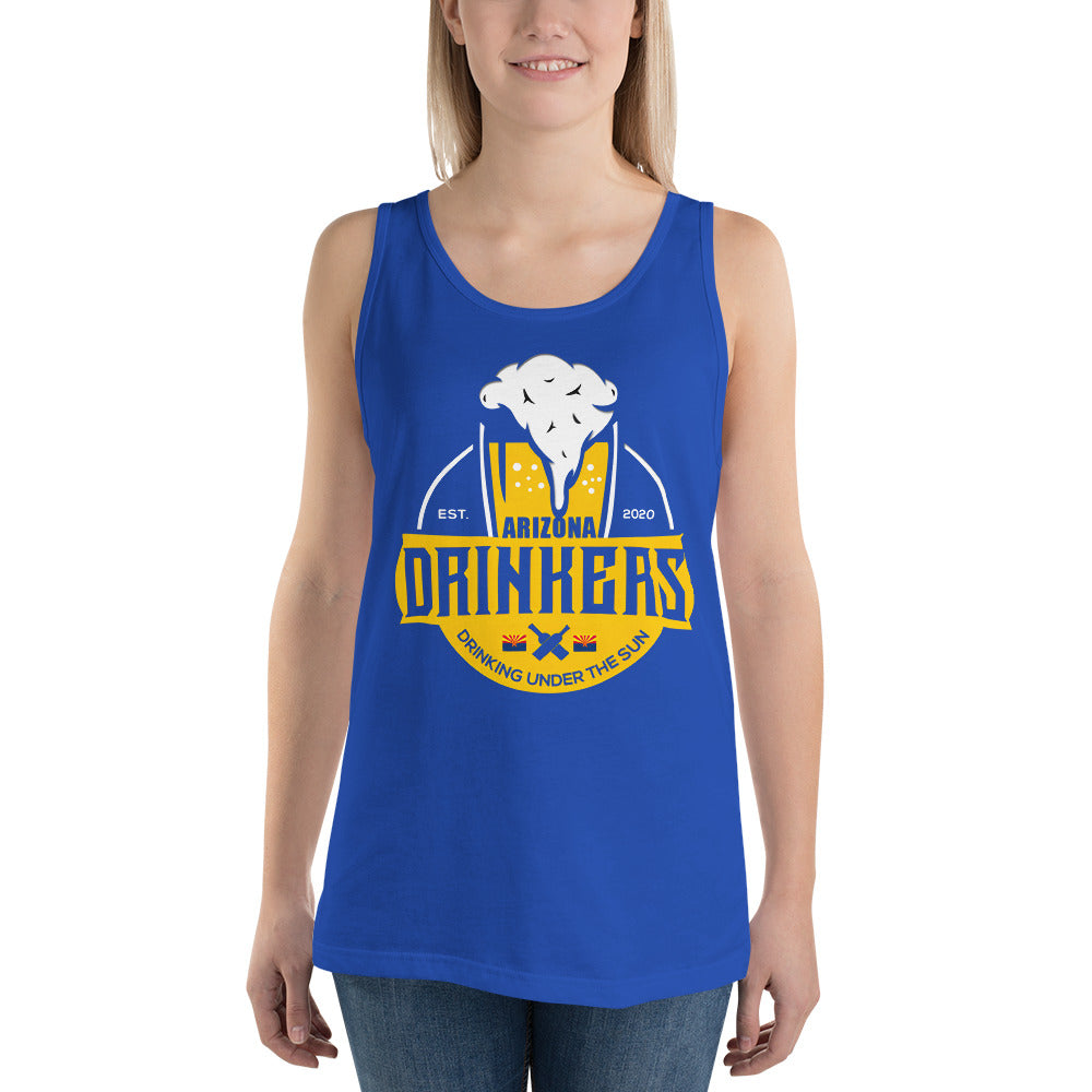 Unisex Tank Top with Arizona Drinkers Logo on front in Yellow