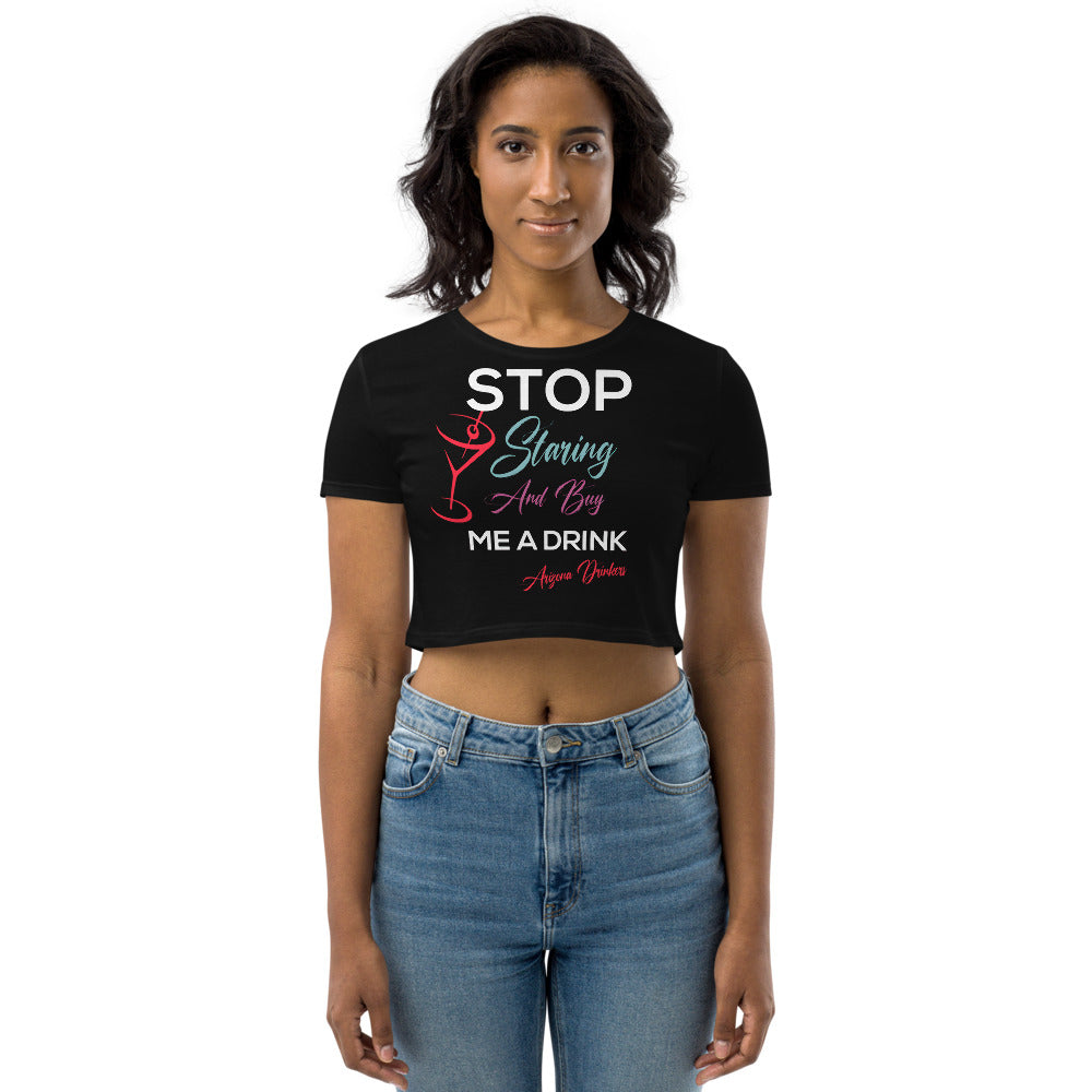 Organic Crop Top Drinkers Text on Front