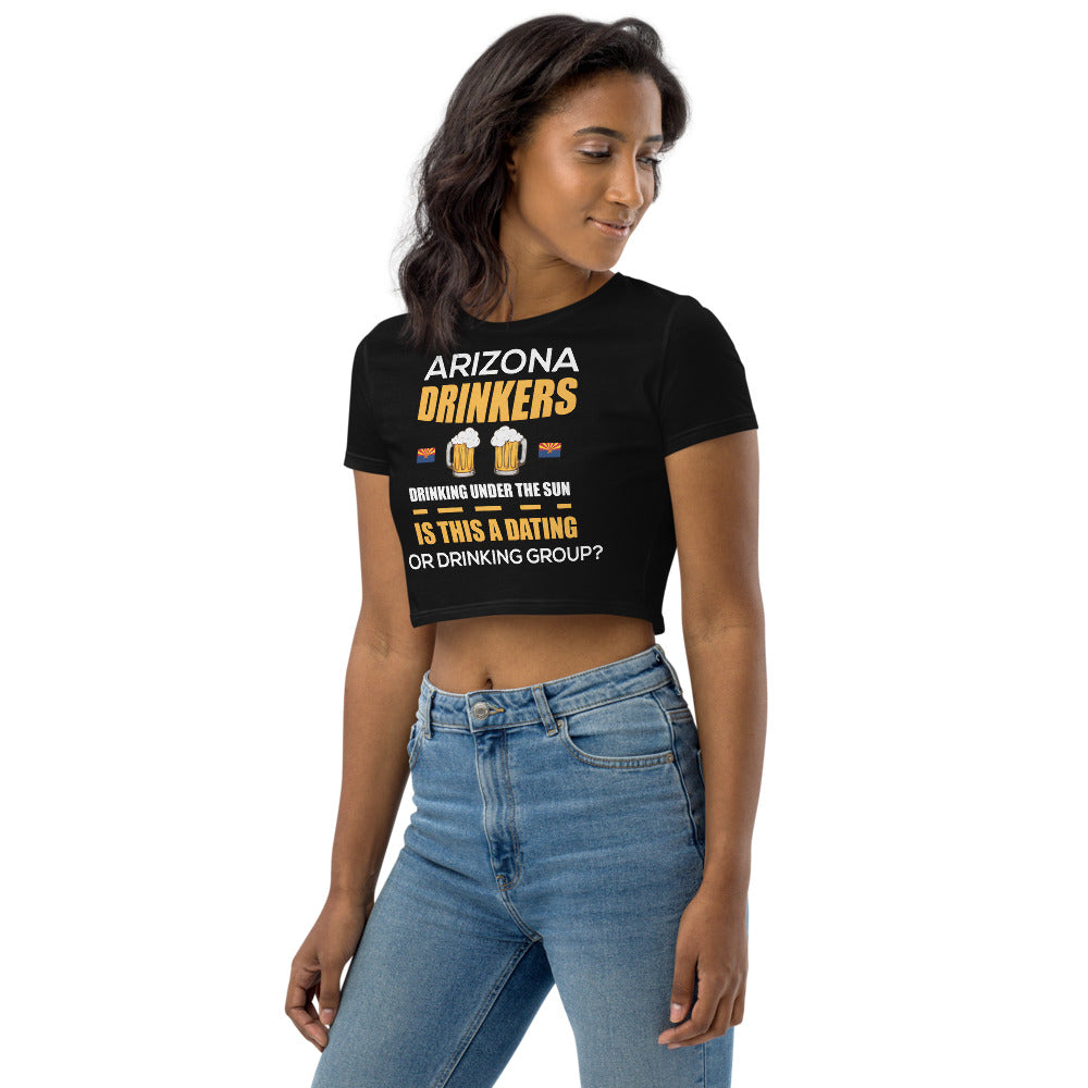Organic Crop Top with Drinkers Text on Front