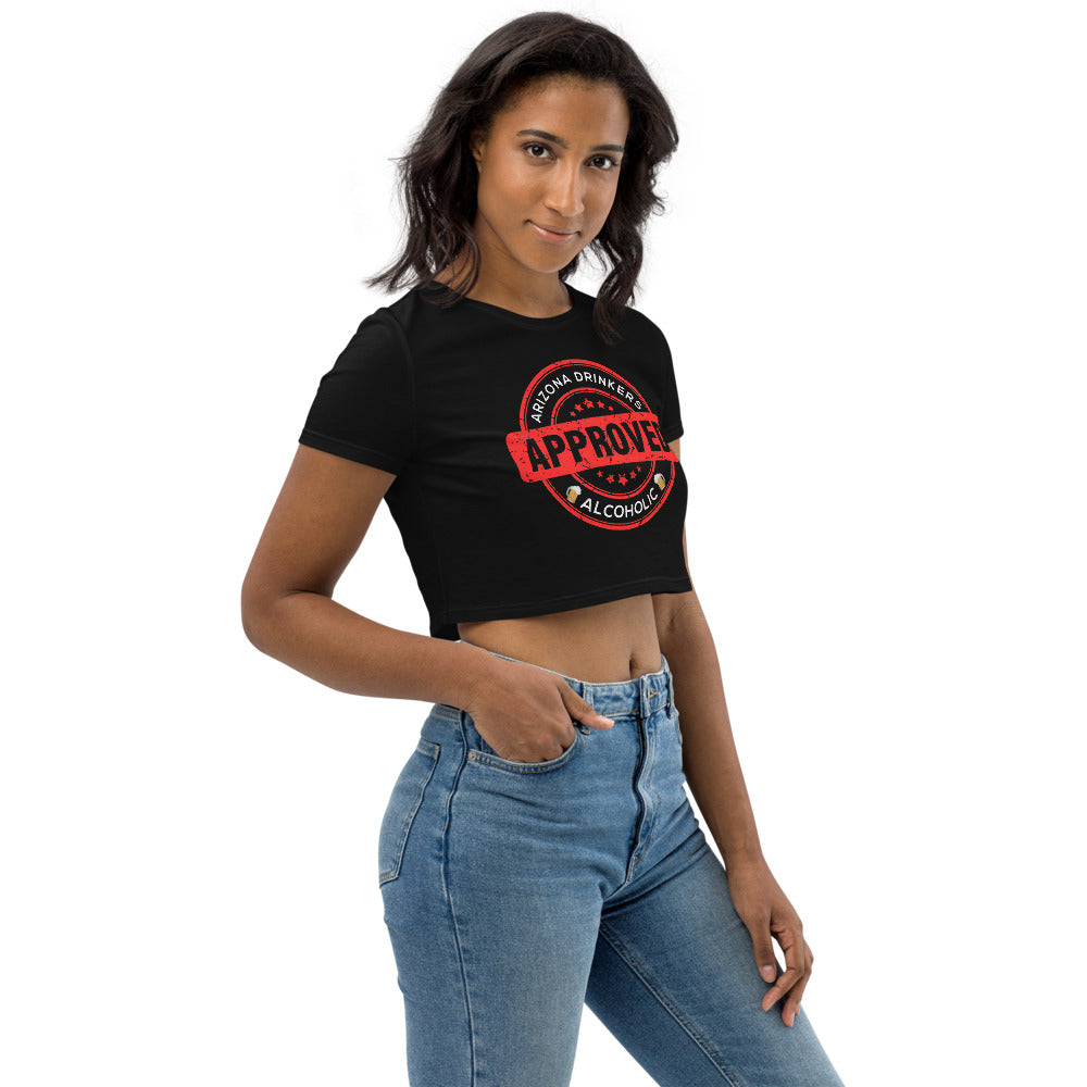 Organic Crop Top with Drinkers Text on Front