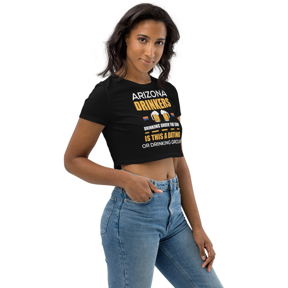 Organic Crop Top with Drinkers Text on Front