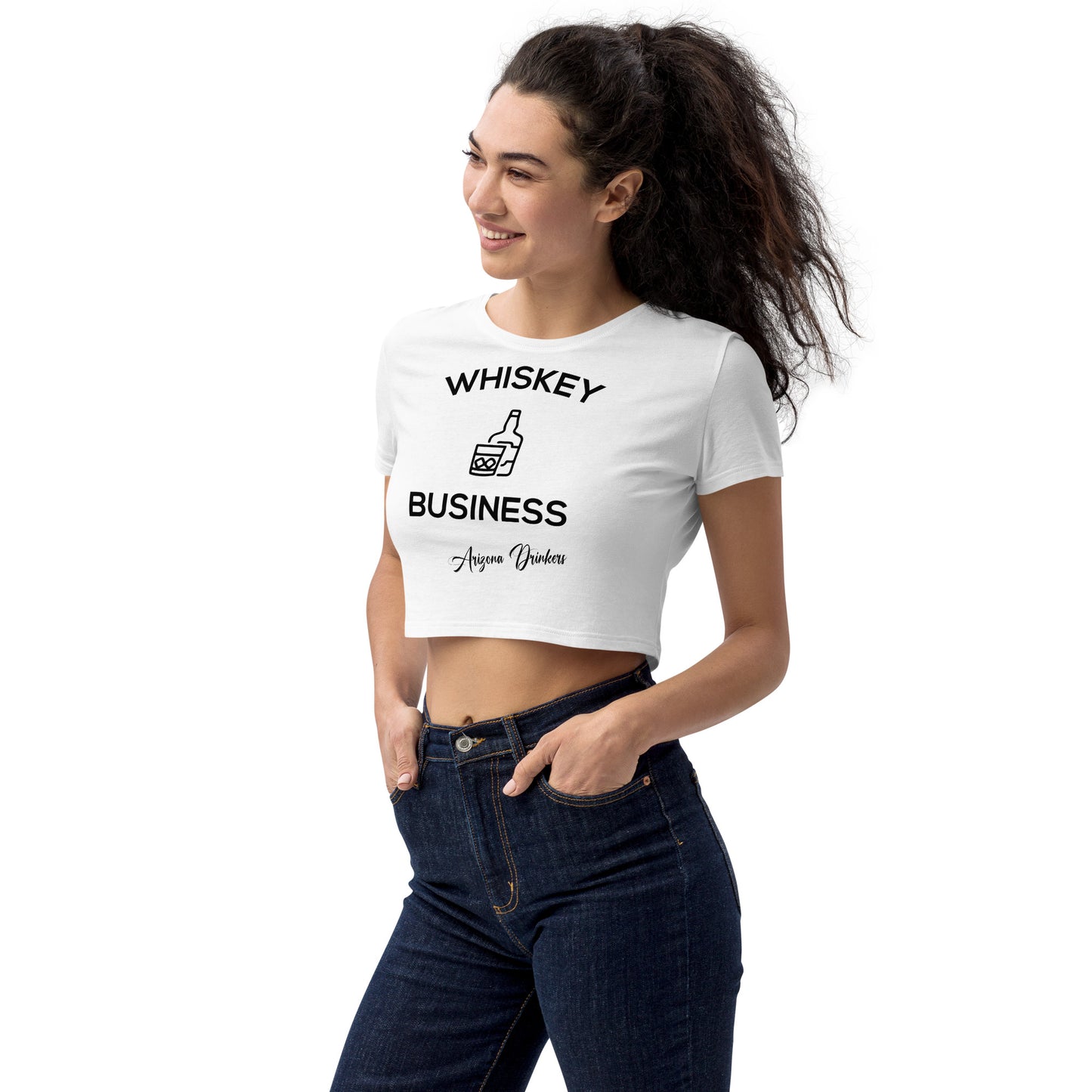 Organic Crop Top with Drinkers Text