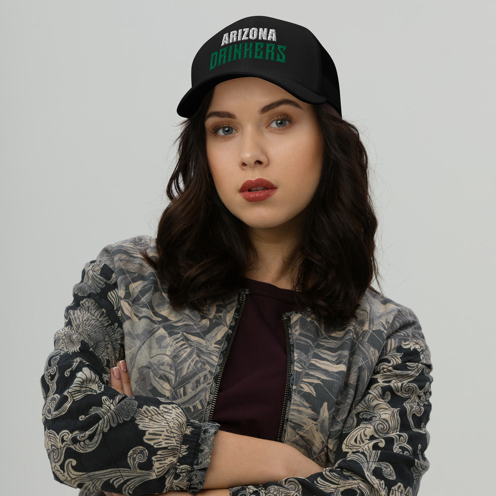 Trucker Cap with Arizona Drinkers in Green Color on Front