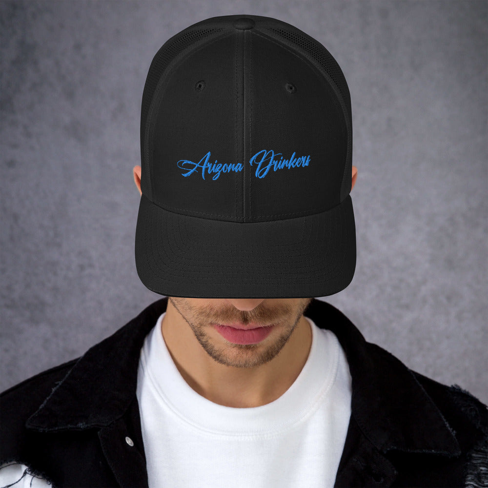 Trucker Cap with Arizona Drinkers in Blue Color on Front