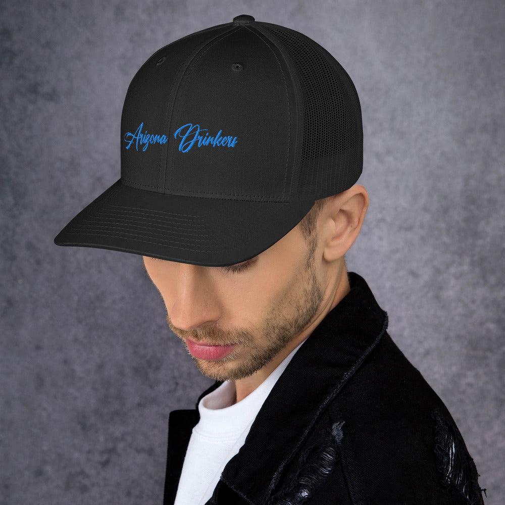 Trucker Cap with Arizona Drinkers in Blue Color on Front