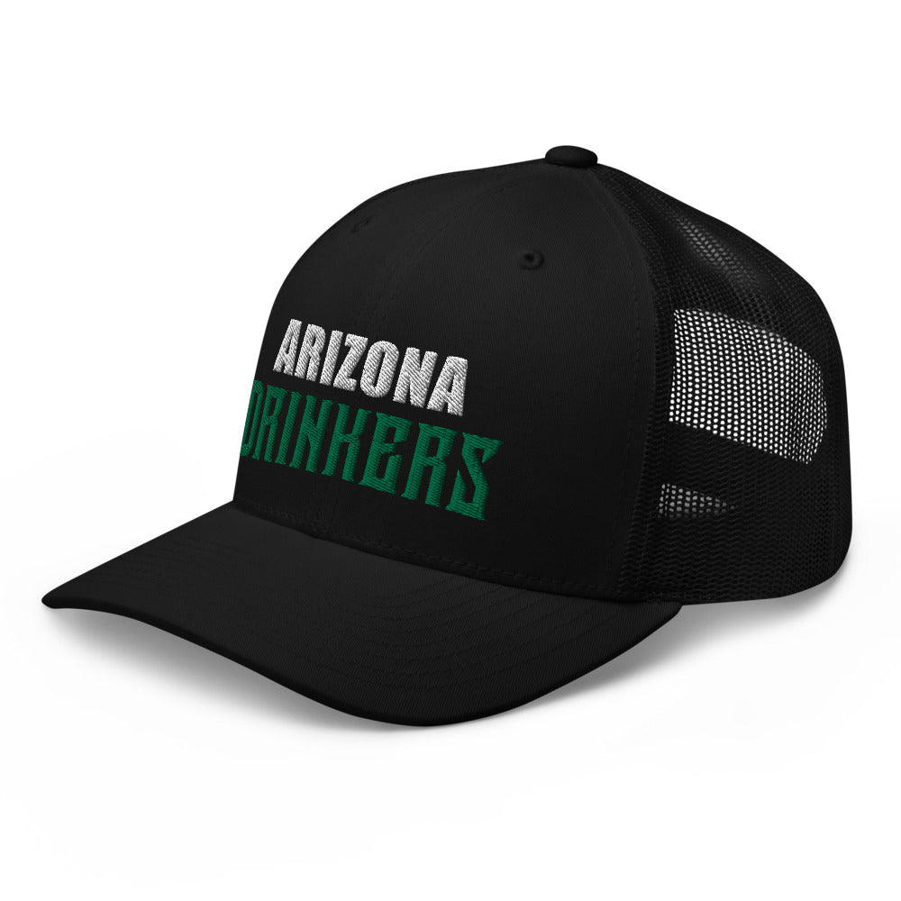 Trucker Cap with Arizona Drinkers in Green Color on Front