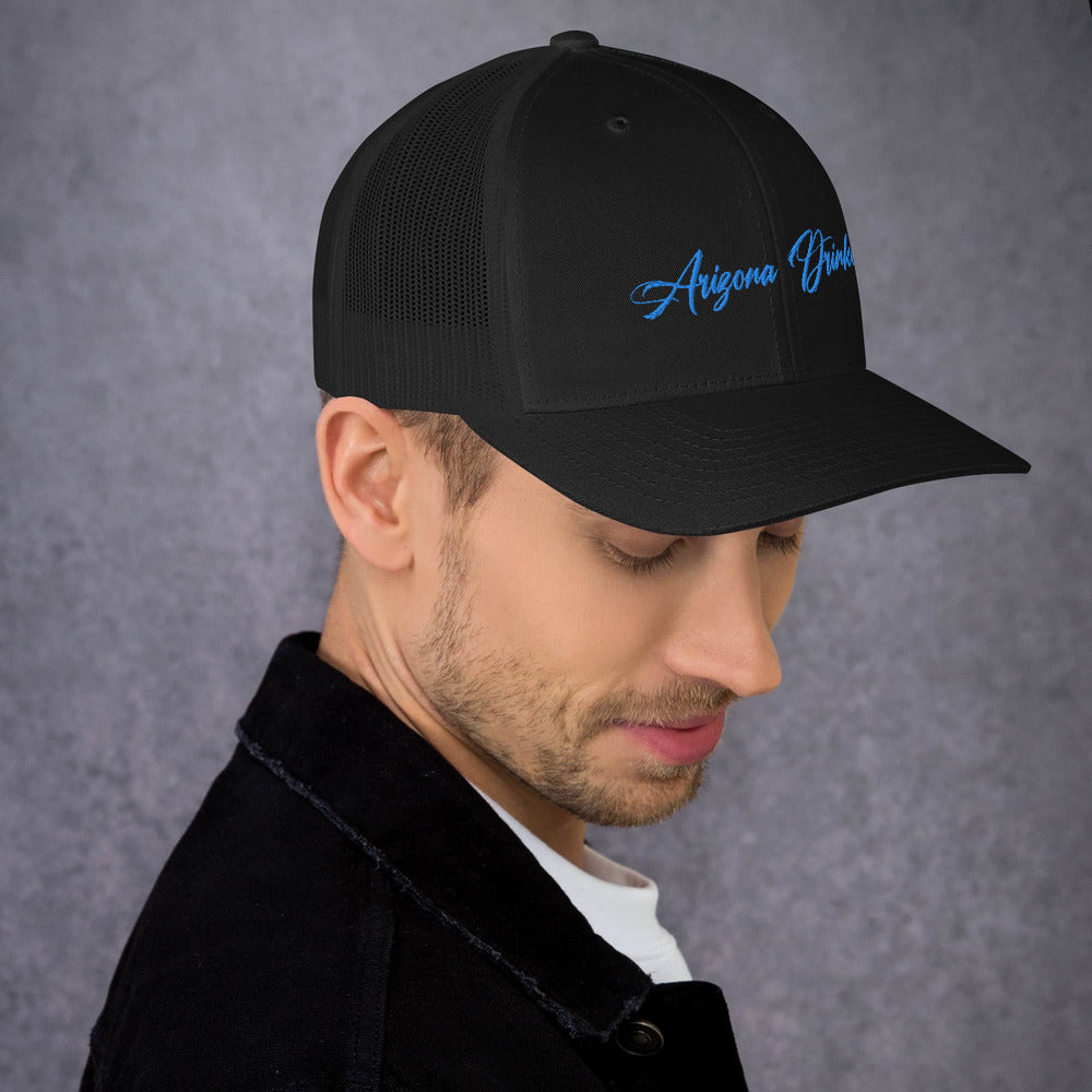 Trucker Cap with Arizona Drinkers in Blue Color on Front