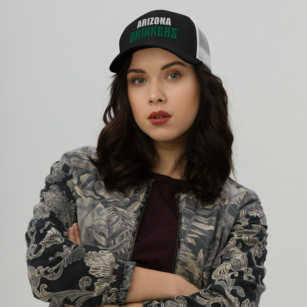 Trucker Cap with Arizona Drinkers in Green Color on Front