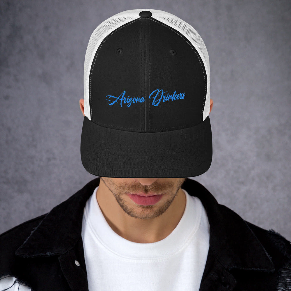 Trucker Cap with Arizona Drinkers in Blue Color on Front