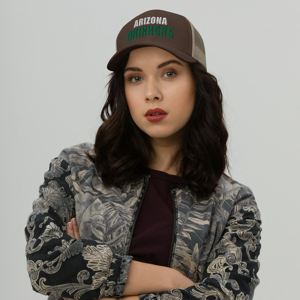 Trucker Cap with Arizona Drinkers in Green Color on Front
