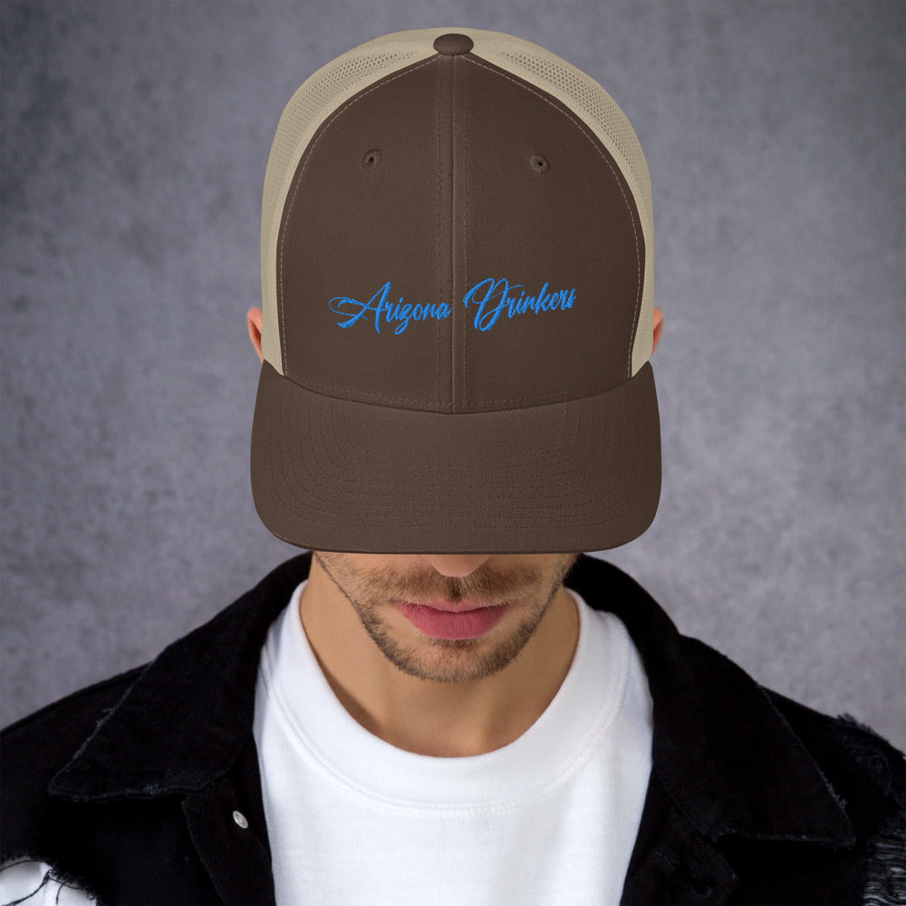 Trucker Cap with Arizona Drinkers in Blue Color on Front