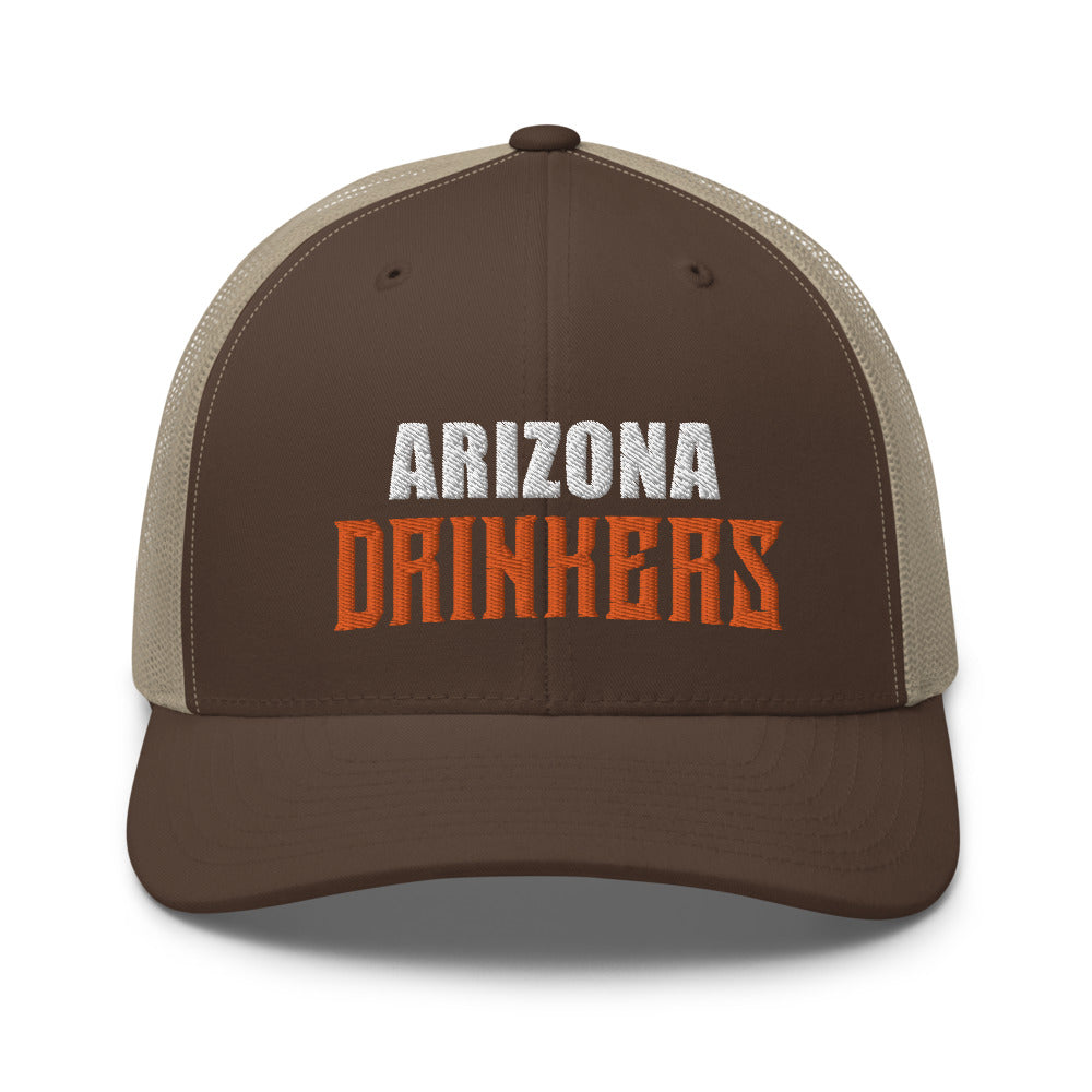 Trucker Cap with Arizona Drinkers in Orange Color on Front