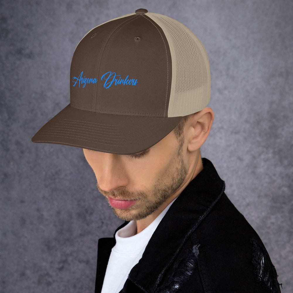 Trucker Cap with Arizona Drinkers in Blue Color on Front