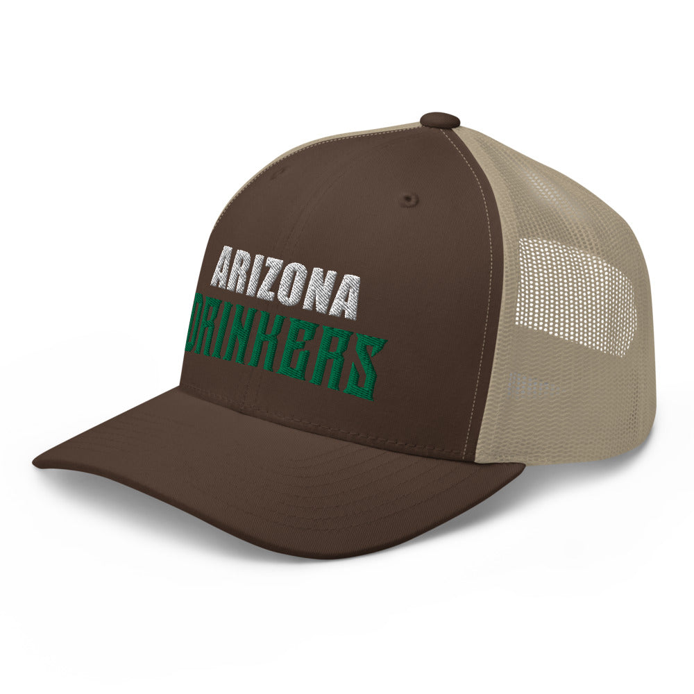 Trucker Cap with Arizona Drinkers in Green Color on Front