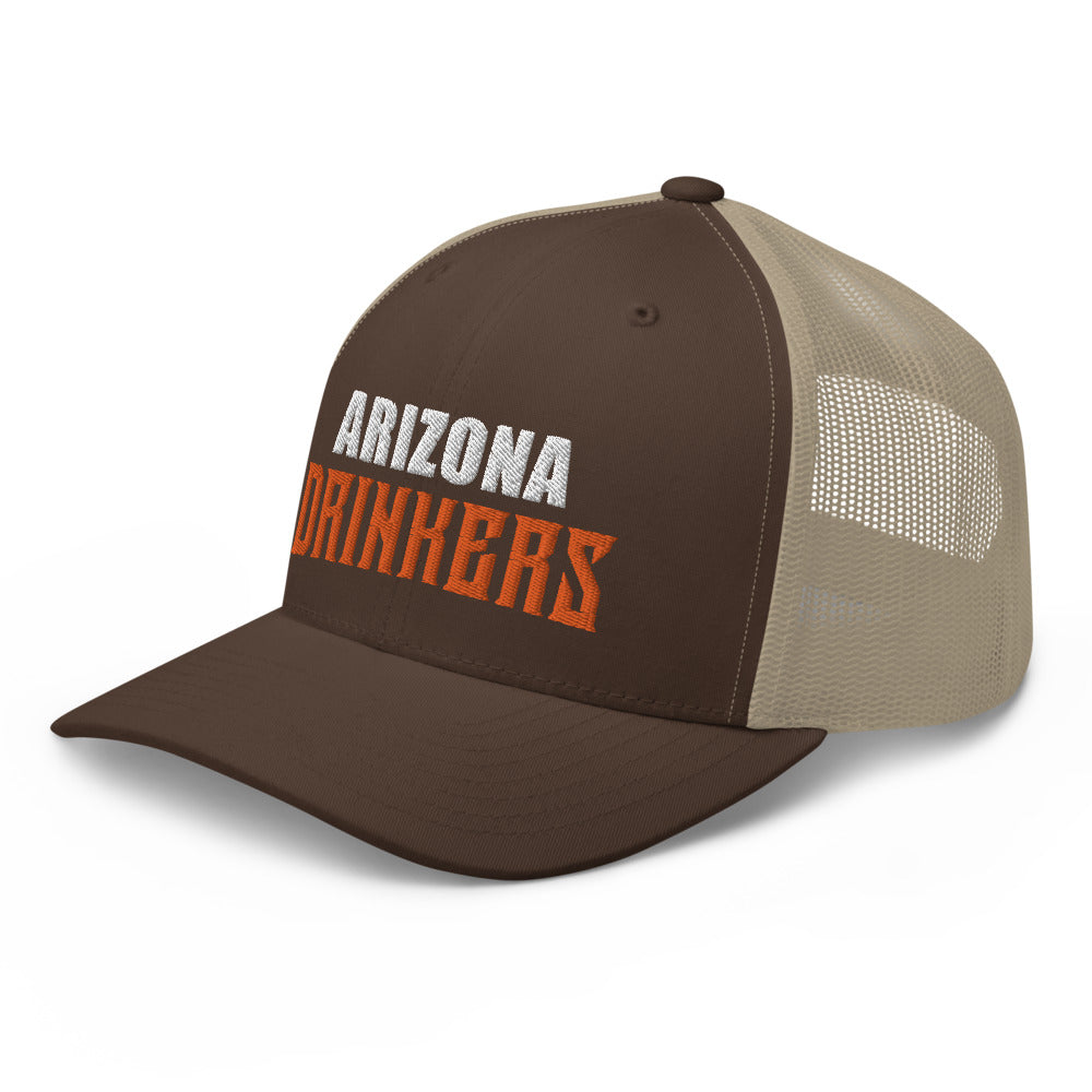 Trucker Cap with Arizona Drinkers in Orange Color on Front