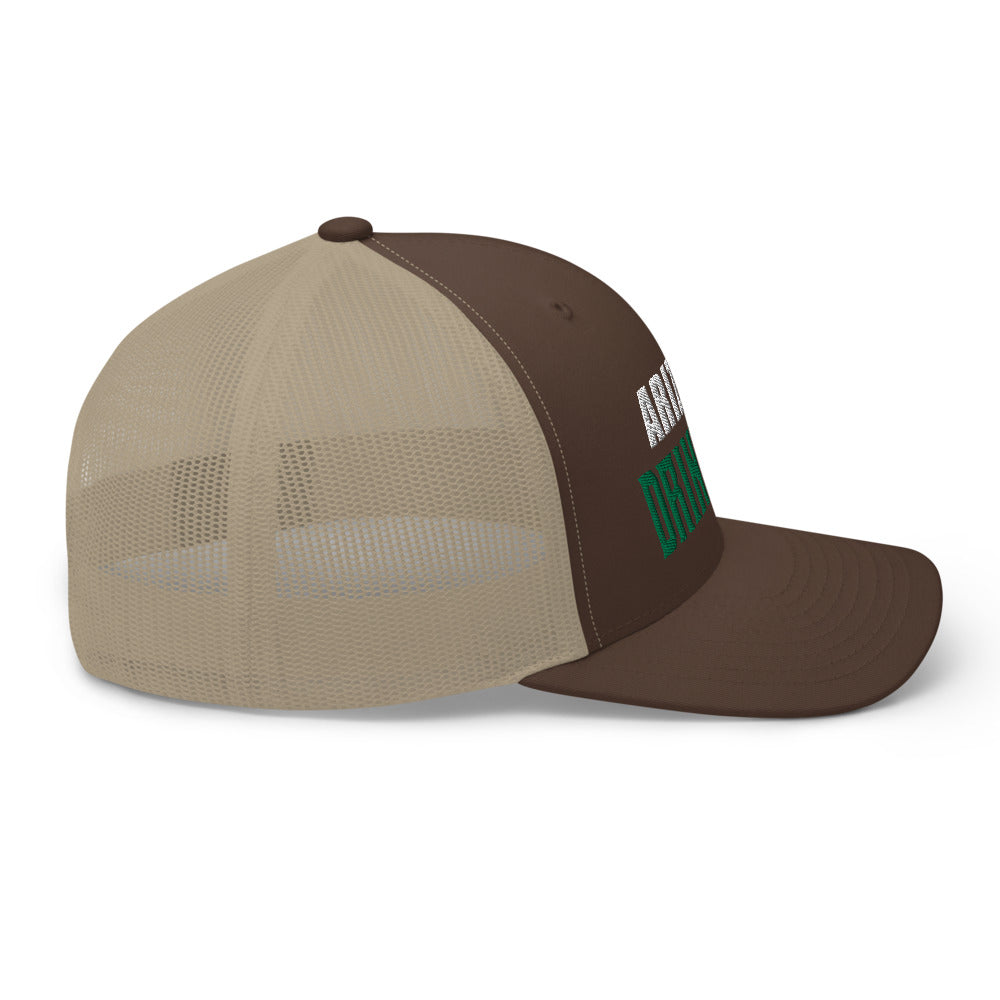 Trucker Cap with Arizona Drinkers in Green Color on Front